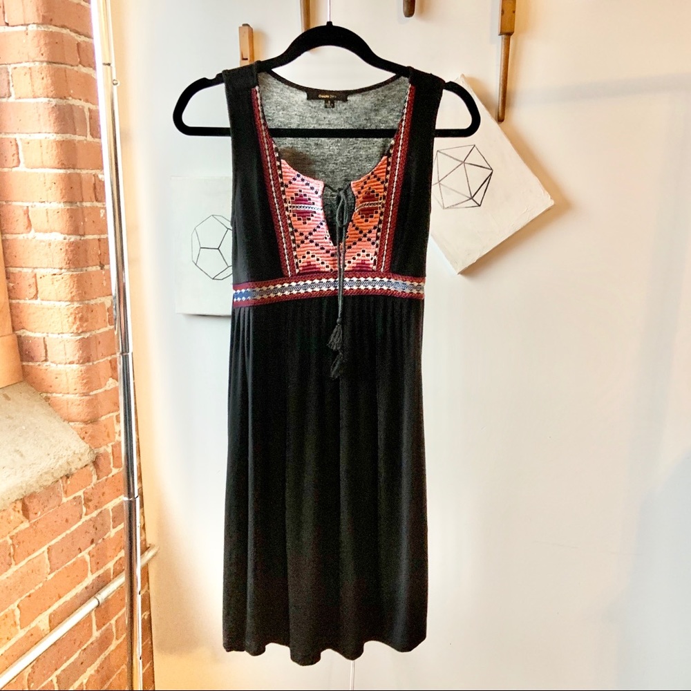 Bright Embroidered Double Zero black dress, S, $13